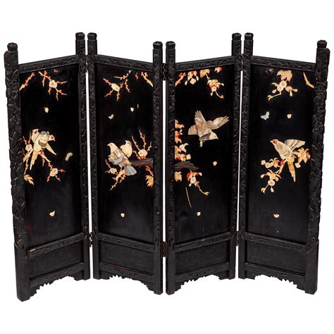 rare and exceptional antique japanese screen with hand carved designs