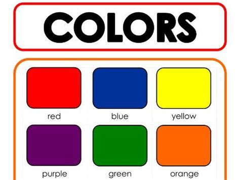 color chart printable teaching resources