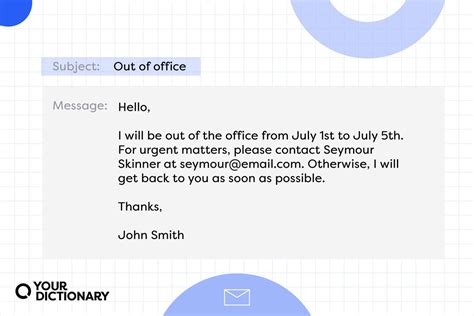 office message sample vacation