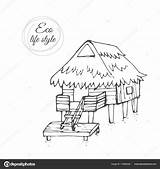 Drawing House Hut Staircase Roof Autocad Perspective Plans Plan Getdrawings Spiral Isometric Web Site Water Thatched Wooden sketch template