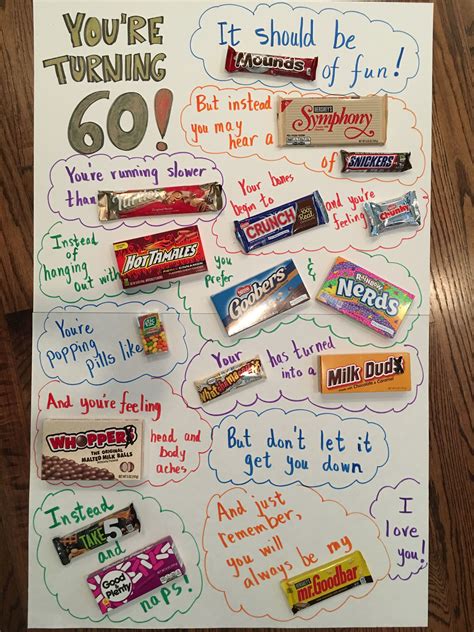birthday candy bar poster actual  card  words uk