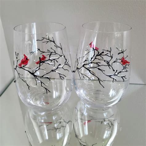 Hand Painted Stemless Wine Glass Painted Glass