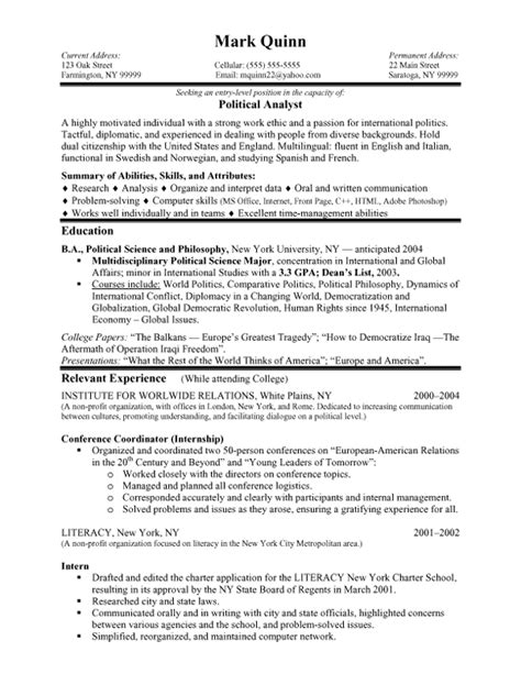 political science entry level resume samples templates vaultcom