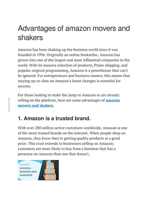 advantages  amazon movers  shakers powerpoint    id