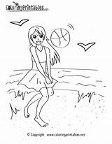 Coloring Pages Girl Beach Summer Seasonal Playing Printable Sports Volleyball Woman Colors Kids Go Back Printables Coloringprintables sketch template