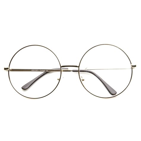 vintage extra large round metal clear lens glasses zerouv
