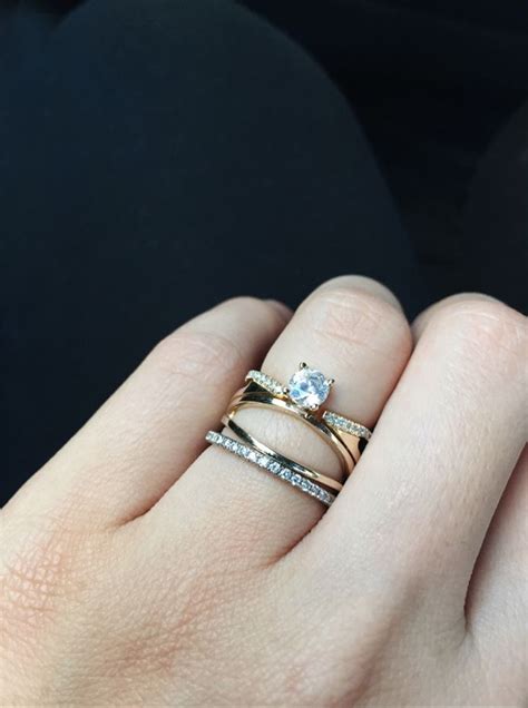 Katkim Floating 3ct Diamond Double Band Engagement Ring Setting In 18k