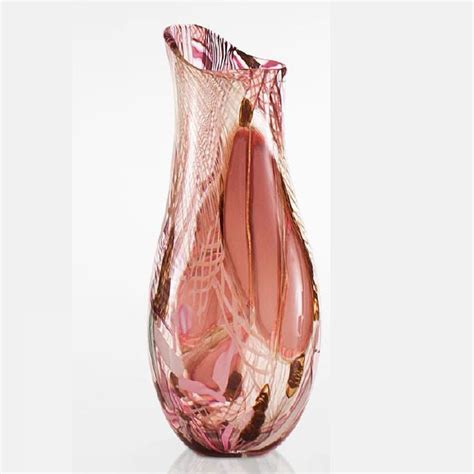 Decorative And Unique Hand Blown Pink Murano Glass Vase Murano Glass