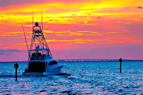 fishing boat  sunset  gulf coast fishing blog