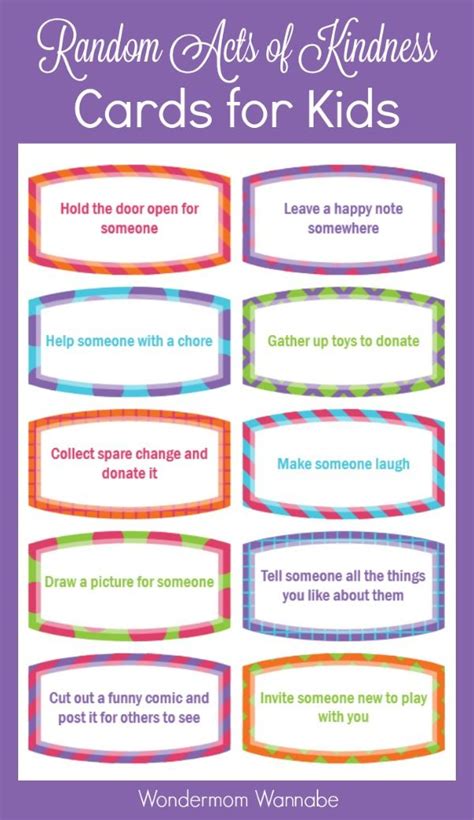 printable random acts  kindness cards  kids girl scouts