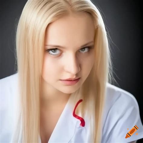 Beautiful Blonde Nurse In A Symmetrical Uniform On Craiyon