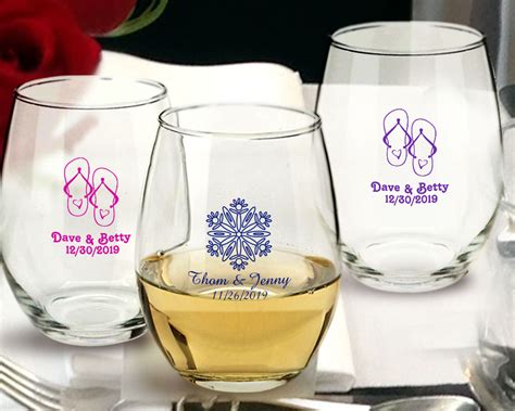 Seasonal Personalized Stemless Wine Glass Favors 9 Oz Arc