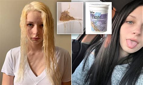 teen who tried to bleach her long brown hair blonde is horrified when