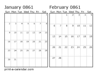 months  page printable calendar