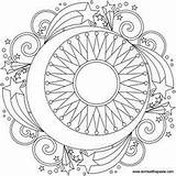 Coloring Pages Mandala Moon Sun Stars Mandalas Color Printable Kids Sheets Adults Donteatthepaste Star sketch template