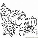 Thanksgiving Coloring Printable Pages Cornucopia Food Color Fruits Breakfast Online Print Clipart Kids Patterns Colouring Sewing Fruit sketch template