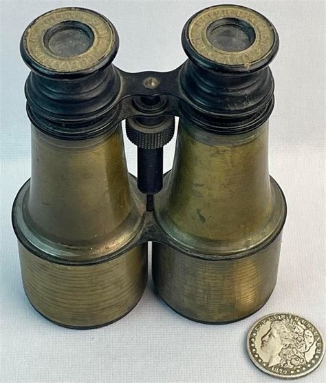 lot vintage french chevalier opticien paris brass binoculars