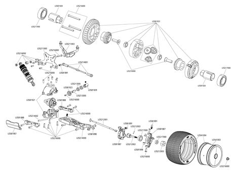 exploded view losi mini ight   wd brushless truggy rtr front part astra