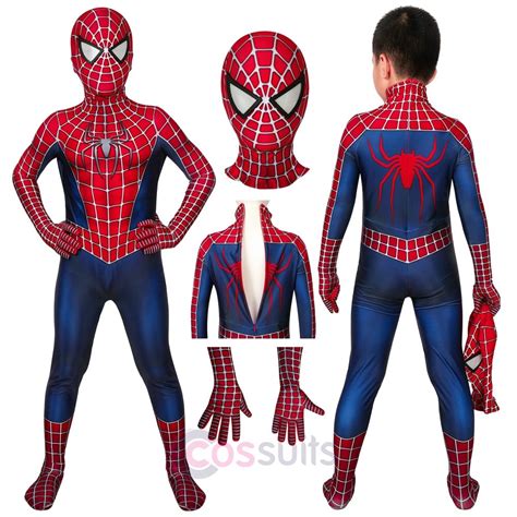 spider man kids suits spiderman  tobey maguire jumpsuit cosplay costume cossuits