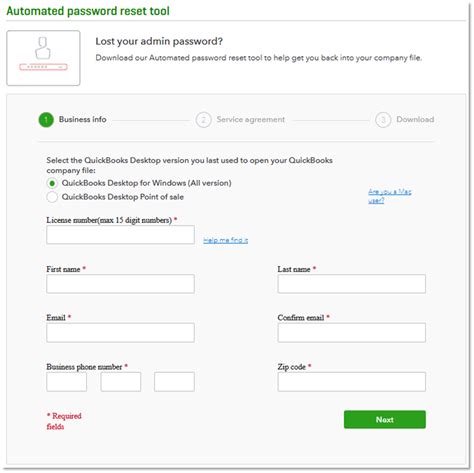 reset  quickbooks admin password  password reset tool