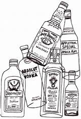 Alcohol Bottle Drawing Bottles Line Drawings Vodka Tumblr Liquor Beer sketch template