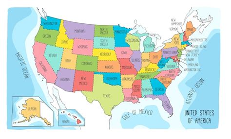 mapa do vetor dos estados unidos da américa vetor premium