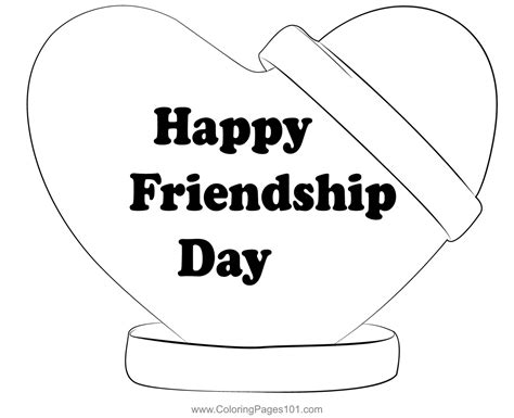 friendship day  red heart coloring page  kids  friendship