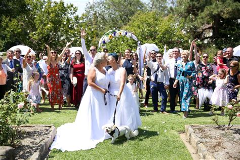lesbian couples tie the knot in australia s first same sex