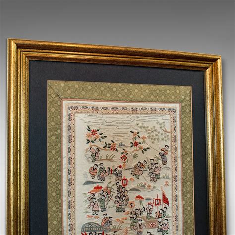 antiques atlas antique framed silk panel oriental embroidered