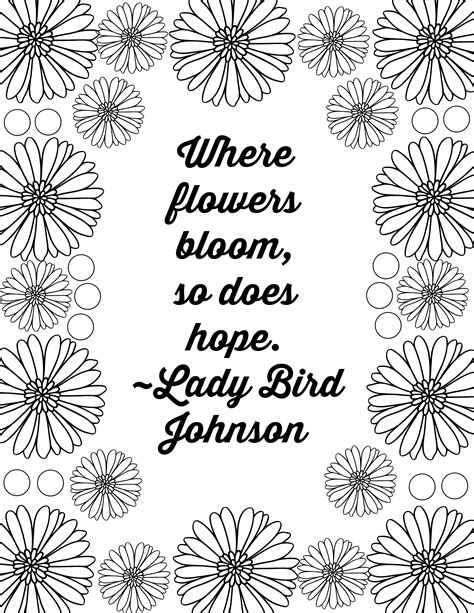 flower quote adult coloring pages sunshine whispers