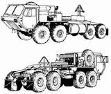 Truck Crane Semi Military M983 M977 Hemtt Tactical Drawing Oshkosh Mobility Trucks Heavy Outline Coloring Expanded Pages Trailer Lifted Clipart sketch template
