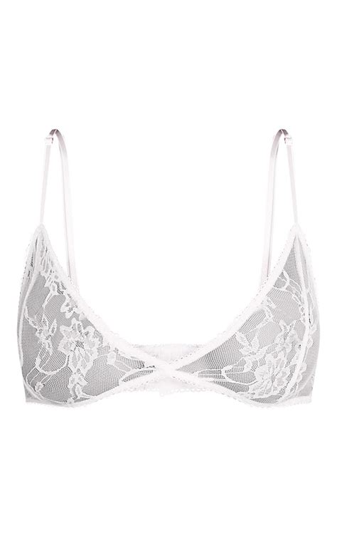 kadia white lace soft triangle bra lingerie prettylittlething usa