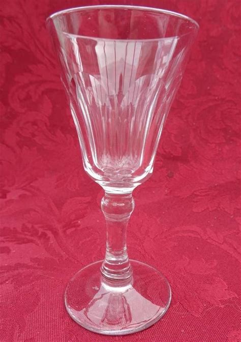 antique victorian knop stem faceted funnel bowl wine glass plain foot c