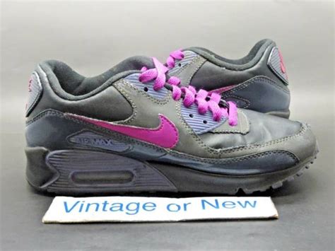 Girls Nike Air Max 90 Anthracite Black Purple Spark Running 345017