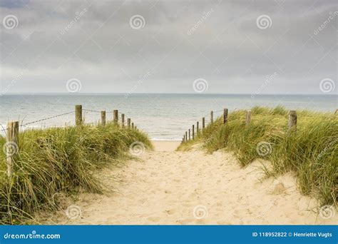 entrance   beach   dutch west coast  katwijk  netherlands stock photo image