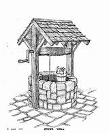 Well Water Wishing Hand Drawing Wells Sketch Drawings Dug Draw Vintage Old Bucket Crank Clipart Pulley Pencil Sketches Drinking Pen sketch template