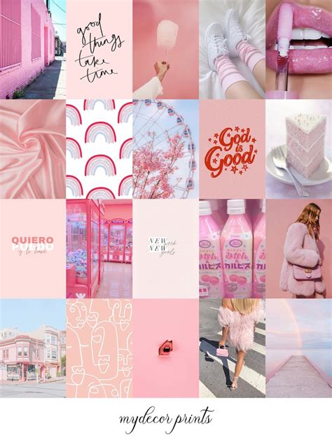 boujee light pink aesthetic wall collage kit digital etsy