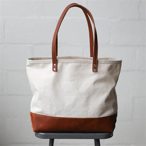 canvas  leather tote bag sample forestbound