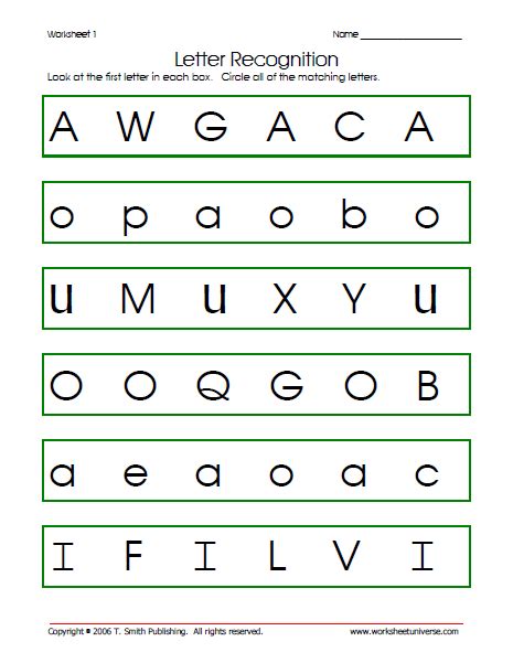 letter recognition preschool worksheets pre  worksheets printable