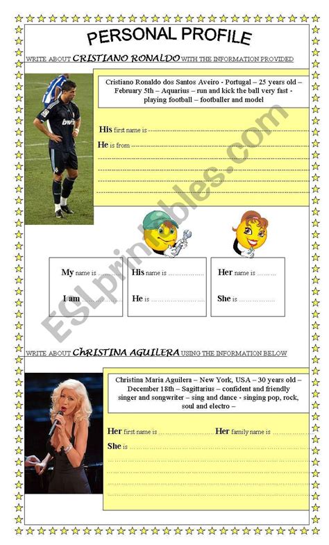 personal profile esl worksheet by dorys a