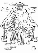 Coloring Gingerbread House Pages Christmas Rocks Candy Easy sketch template