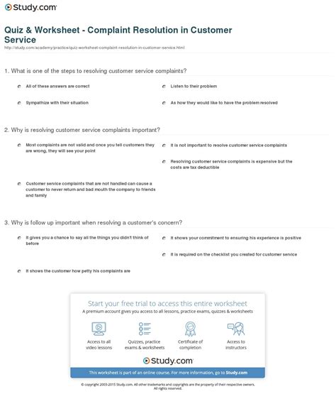 printable customer service worksheets  printable