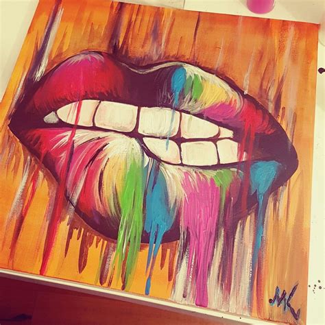Acryl Painting Lips Colorful Malen Zeichnungen Kunst