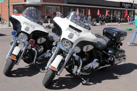 oldmotodude harley davidson police motorcycles parked    colorado springs st patrick