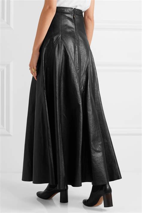 lyst chloe leather maxi skirt  black