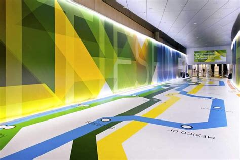 interior   airport  colorful lines painted   floor