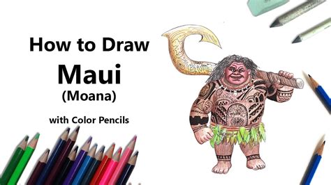 draw maui  moana  color pencils time lapse youtube