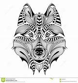 Wolfs Kopf Totem Farbiger Kopierter Patterned Stilisierte Zentangle Riabova Viktoriia Gekritzel Grauen Freehan sketch template