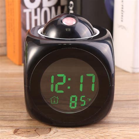bedside alarm clock digital lcd wall projection voice talking temperature display led multi