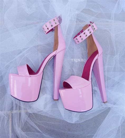 light pink ankle strap 19 cm high heel platform shoes platform high